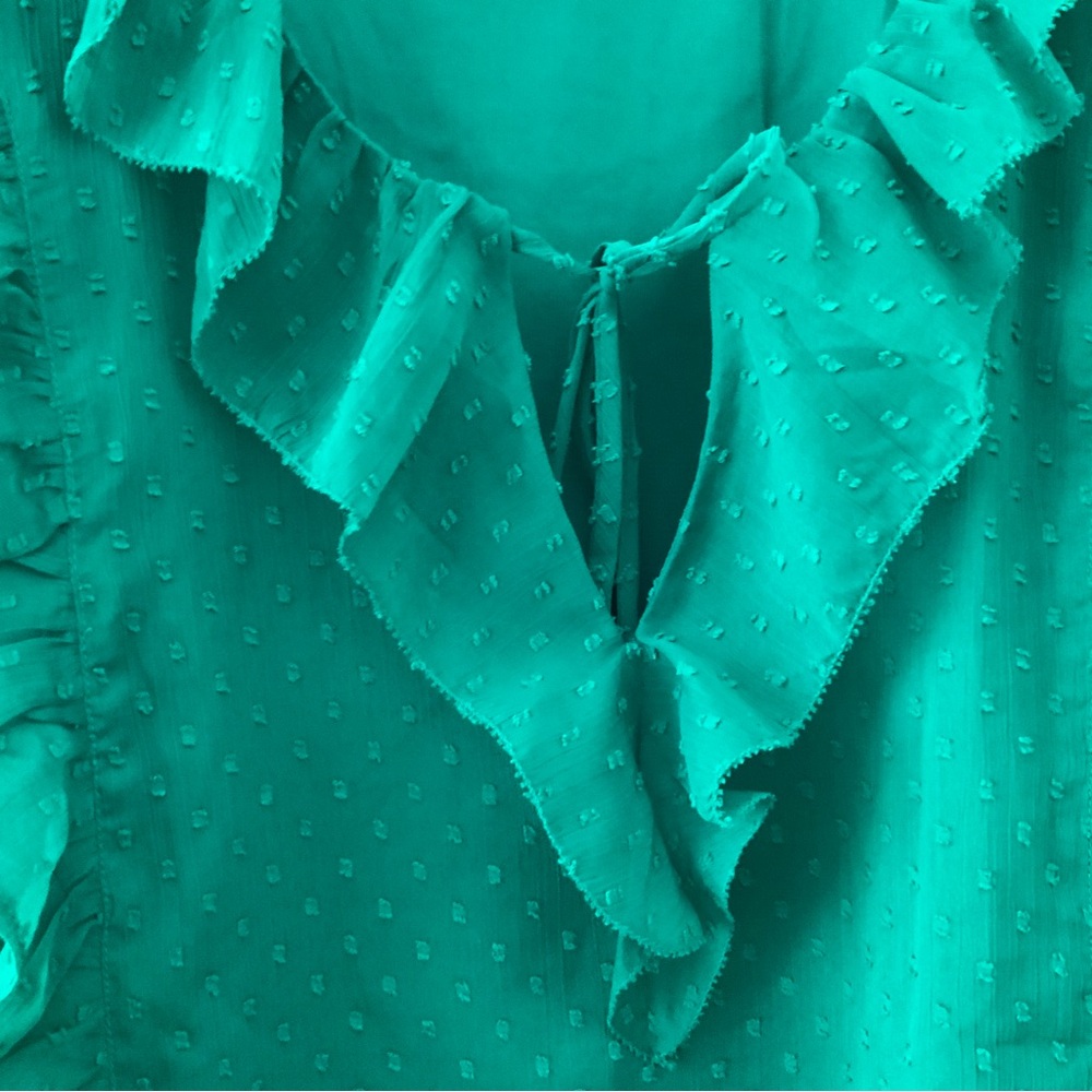 LOFT Green Ruffle Blouse - Picture 5 of 14